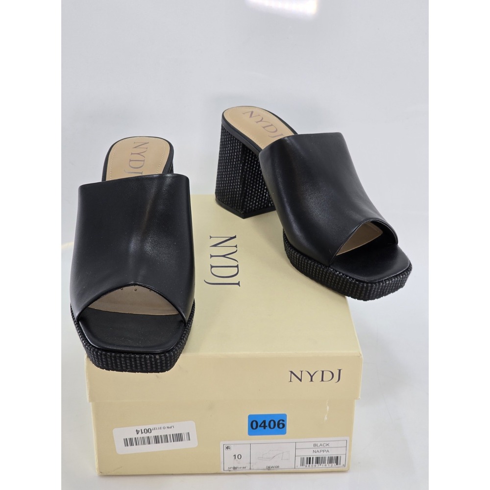 NYDJ Women's Dewi Slide Platform Sandal, Black‎ Nappa- Sz 10
